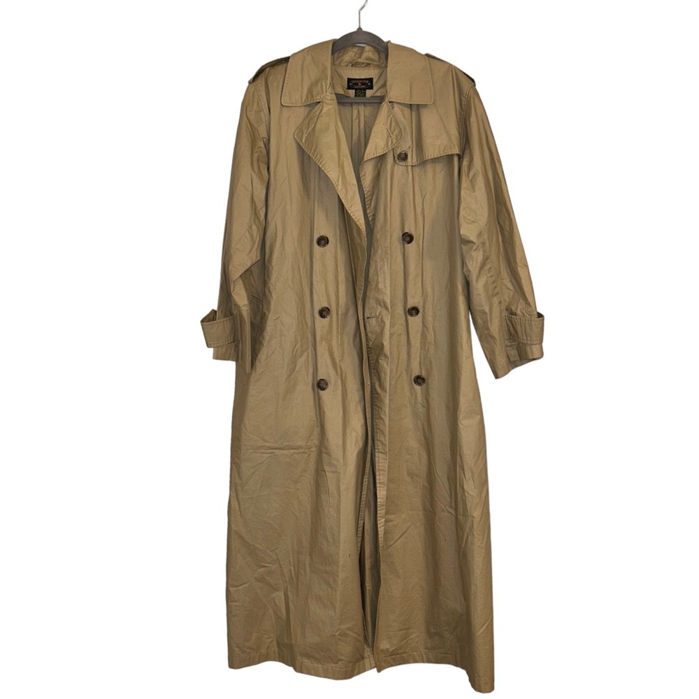 Tan Charter Club James Justin Trench Coat Men’s Size Large Button Down Jacket!